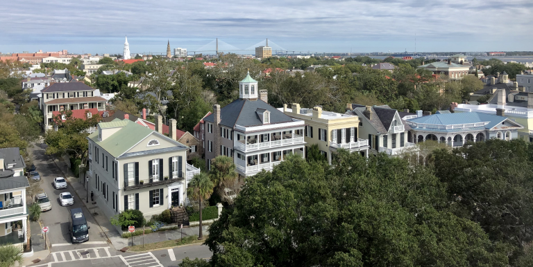 The skyline of Charleston as viewed from South Battery Street